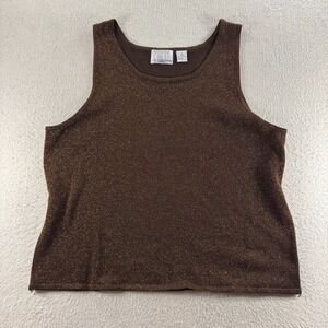 C.B.Collections Tank Top Womens 2X Brown Shimmer Sparkle Metallic‎ Knit Cocktail